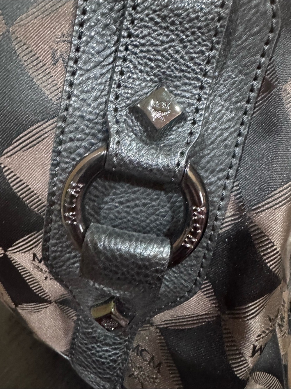 MCM Harlequin Diamond Signature Jacquard Canvas and Leather Satchel - Picture 7 of 15